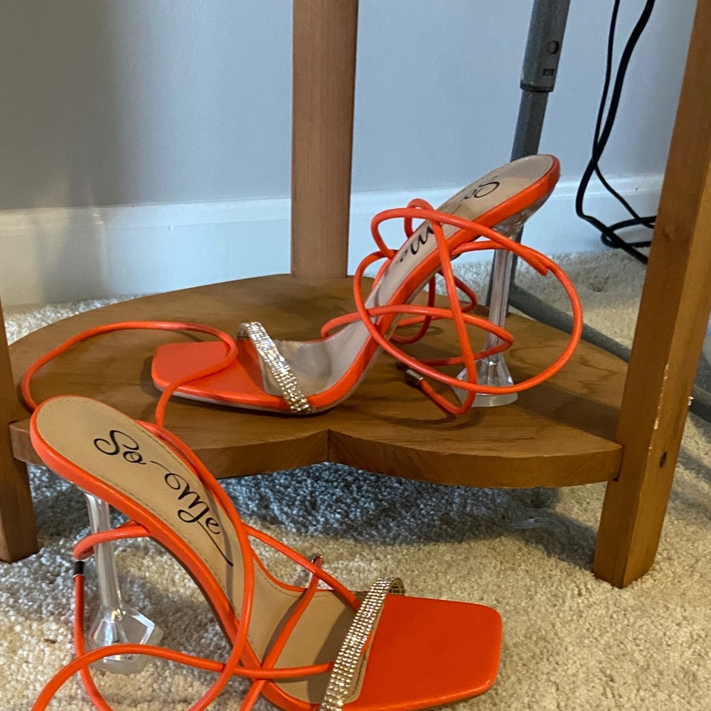 So Me Women's Vibrant Orange Strappy Heels